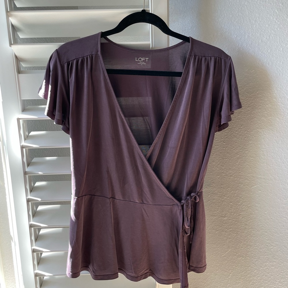 LOFT Outlet Purple Peplum Wrap Top